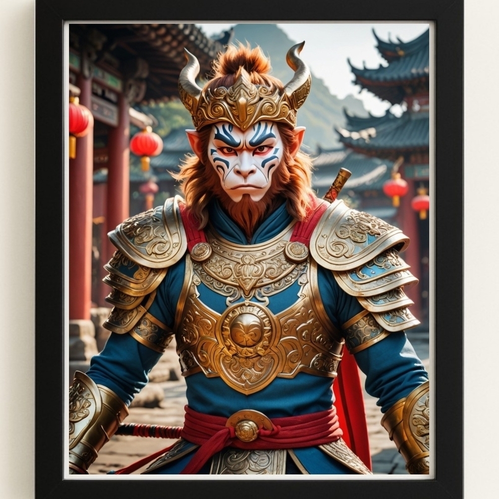 Majestic Monkey King Art Print in A Frame 8x10